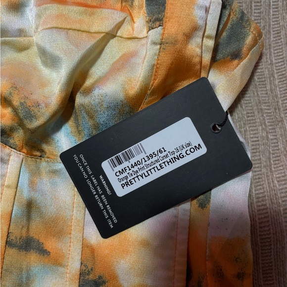 Orange Tie Dye Print Structured Corset Top - Picture 2 of 3